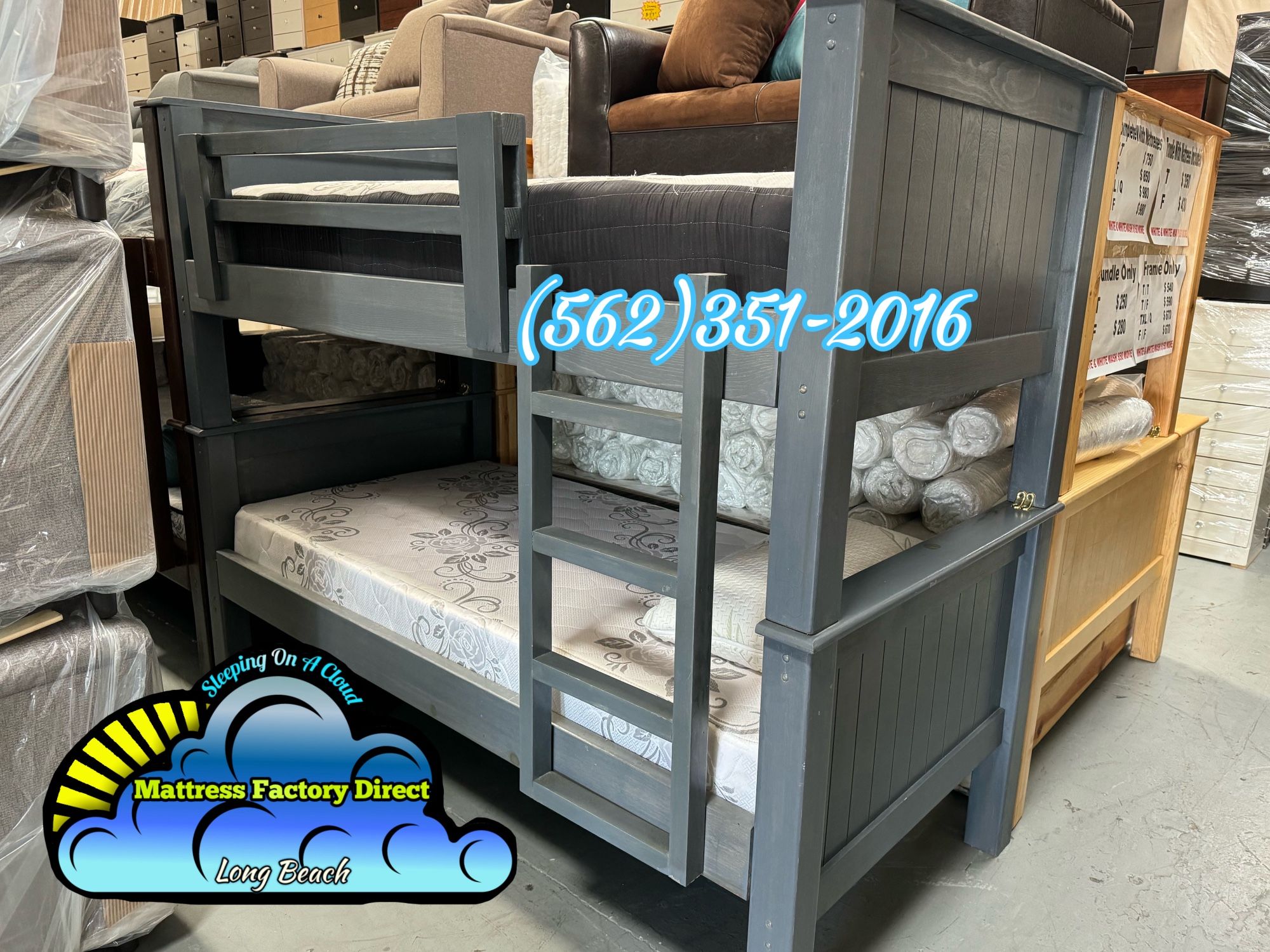 Twin Bunk Bed Grey Litera Nueva Colchon Bonito