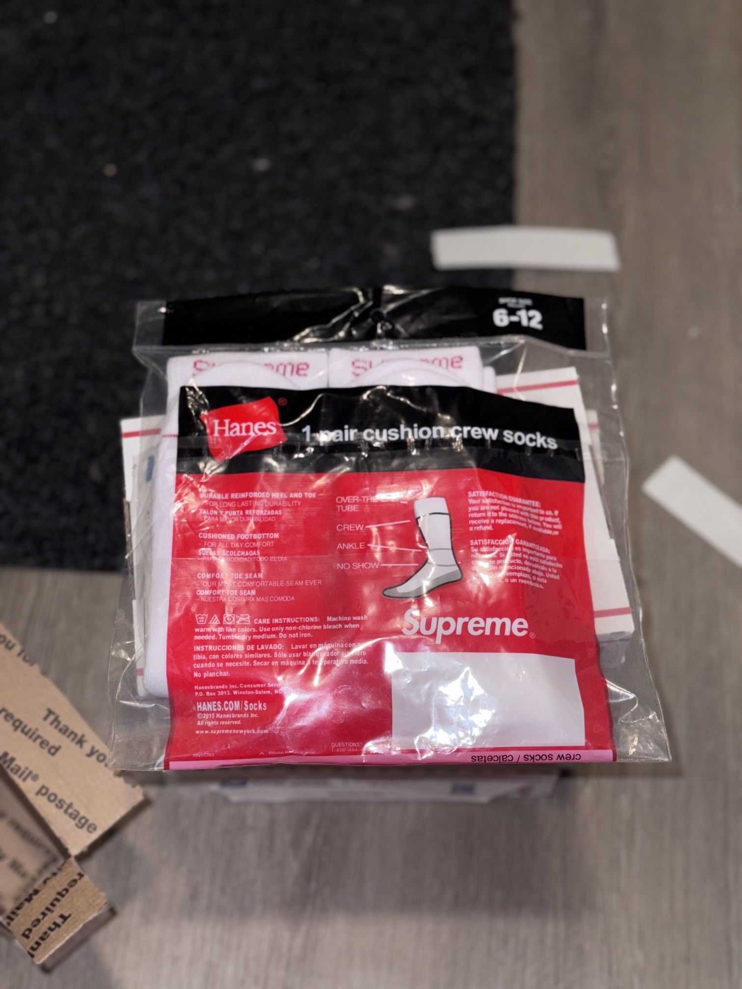 Supreme Hanes Socks Size 6-12