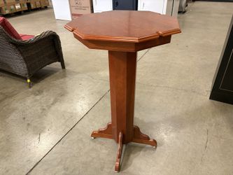 Vintage Octagonal Cocktail Table with Notched Details and Pedestal Base
