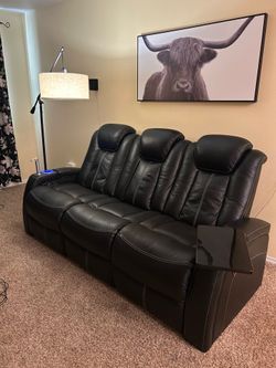 Black Faux Leather Couch
