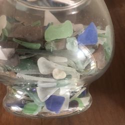 Bowl of Sea Glass, Sea Shell Plate, Star Fish - Package