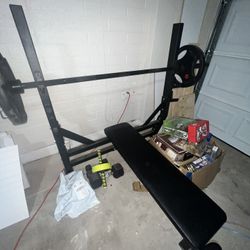 Heavy Duty Workout Bench With Bar And Weights STEAL! 
