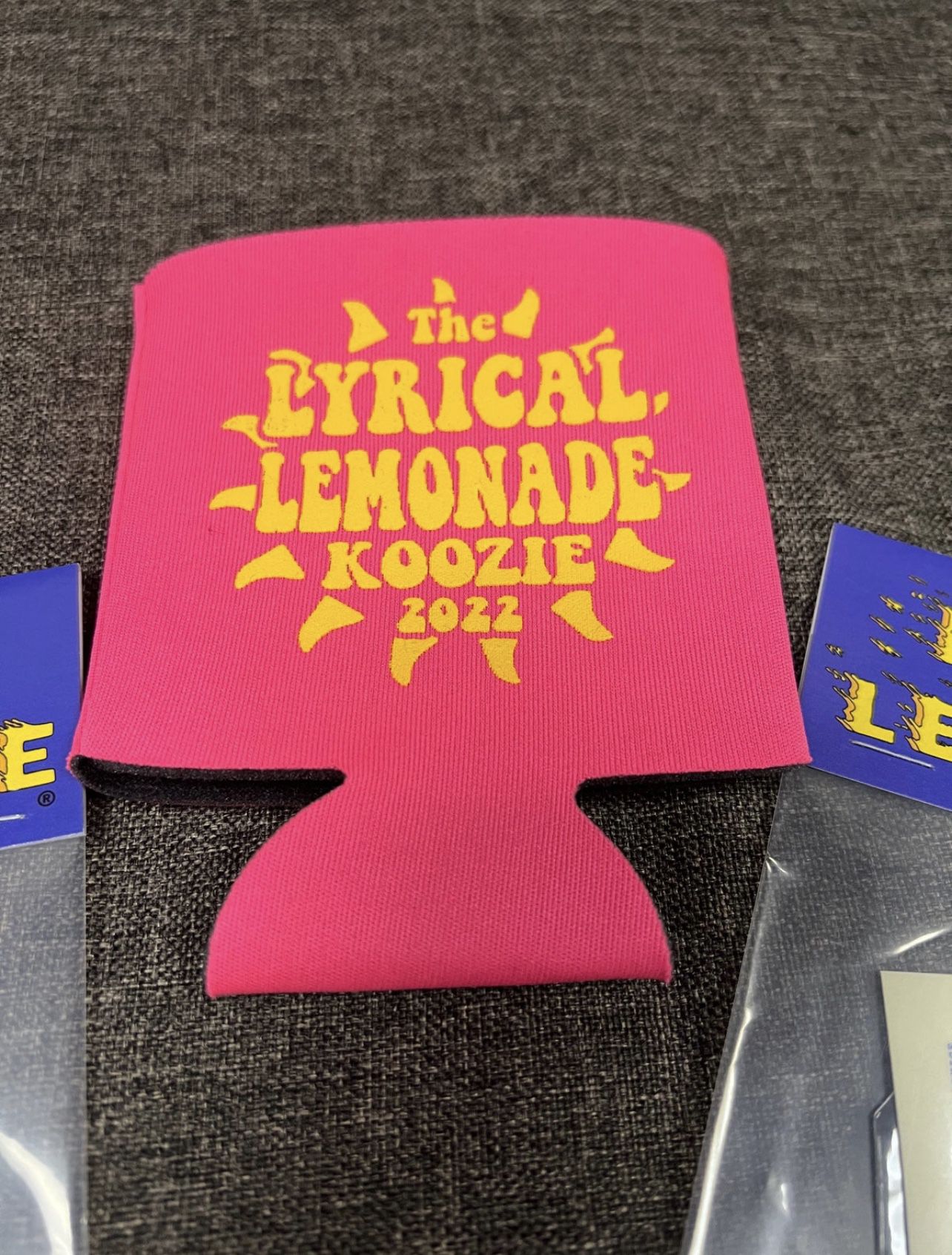 2 packs of Lyrical Lemonade Stickers and can-koosie