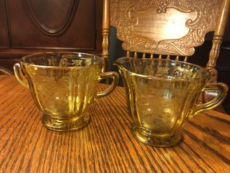 Vintage Indiana Glass Topaz Madrid Sugar & Creamer