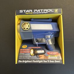 Star Patrol Mega-Bright Rechargeable Spotlight Emergency Flashlight w/10 Modes🆕