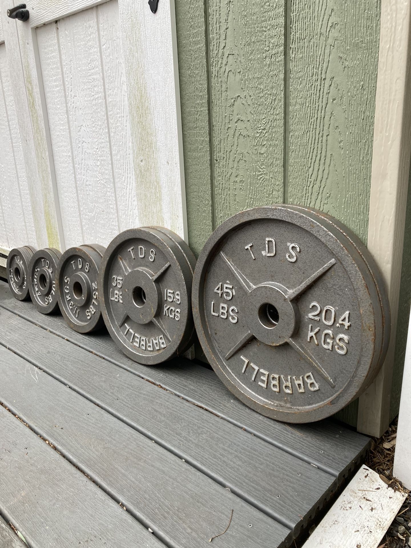 250 Lb Olympic Weight Plates Set TDS Barbell Pairs Of 45/35/25/10/5