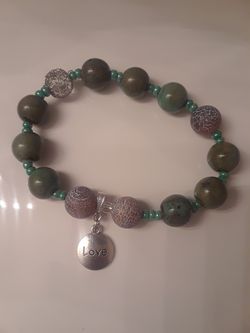 Love Charm Green Stones Beads