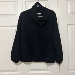 Black Cowl Neck Waffle Sweater 