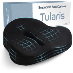 XL Pressure Relief Seat Cushion - Memory Foam Home, Car & Office Chair Cushion for Long Sitting Butt Pillow Tailbone Pain Relief Coccyx Sciatica Pillo