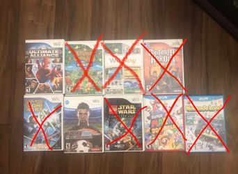LEGO Star Wars Complete Saga, Star Wars Clone Wars, Nintendo Land, Marvel Ultimate alliance Wii and WiiU