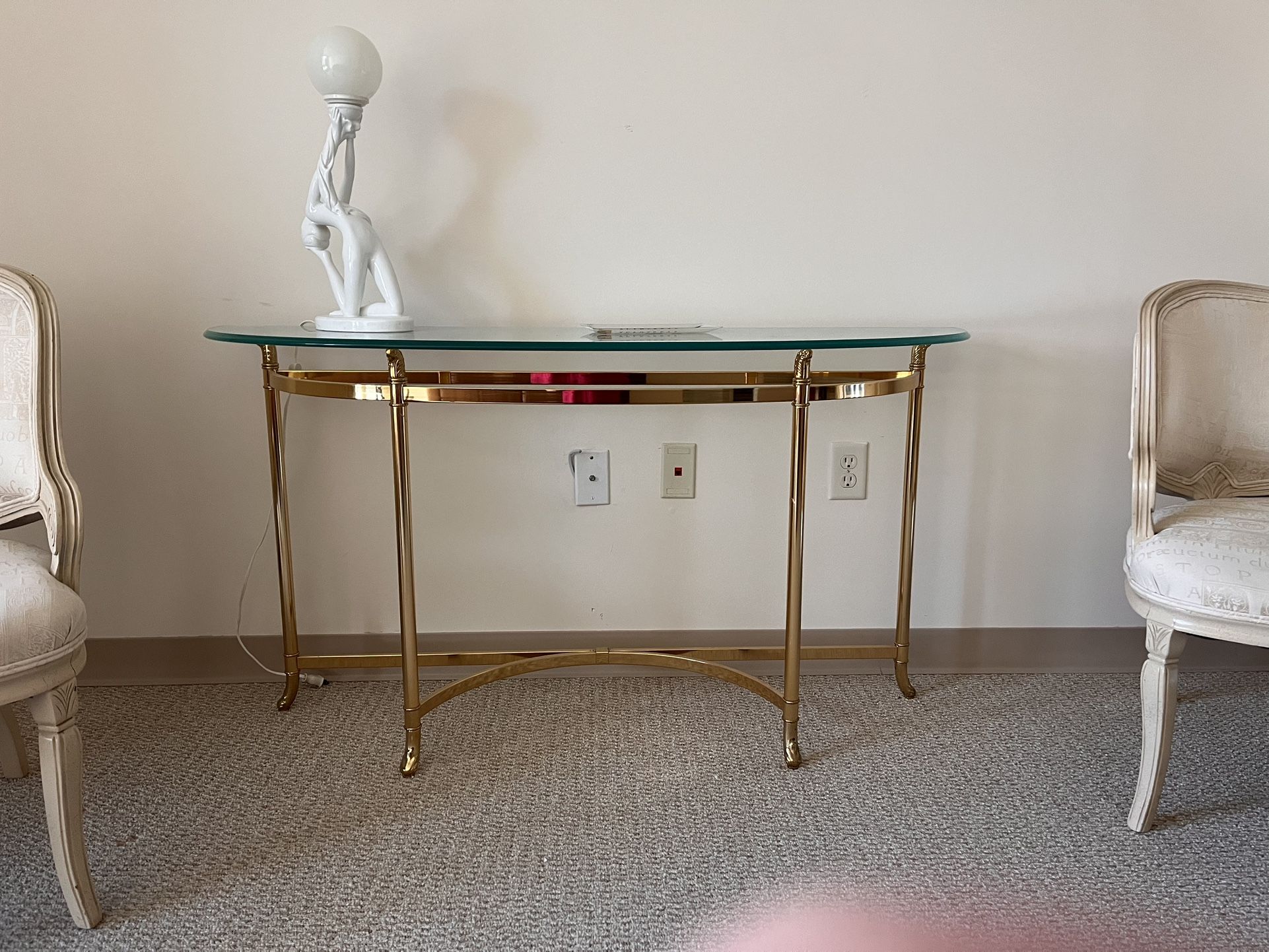 Mid-Century/Hollywood Regency Style Brass and Glass Table