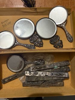 Vintage Silver-Tone Vanity Hand Mirror Set