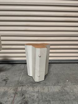 Painted Wood Log Stool Side Table