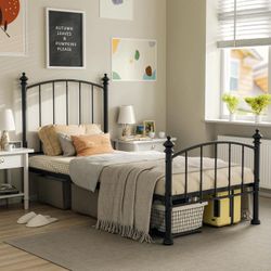 Twin Metal Bed Frame | Sturdy & Durable | Supports Up to 500 lbs | Simple & Stylish Design | Fits 75” x 38” Mattress
