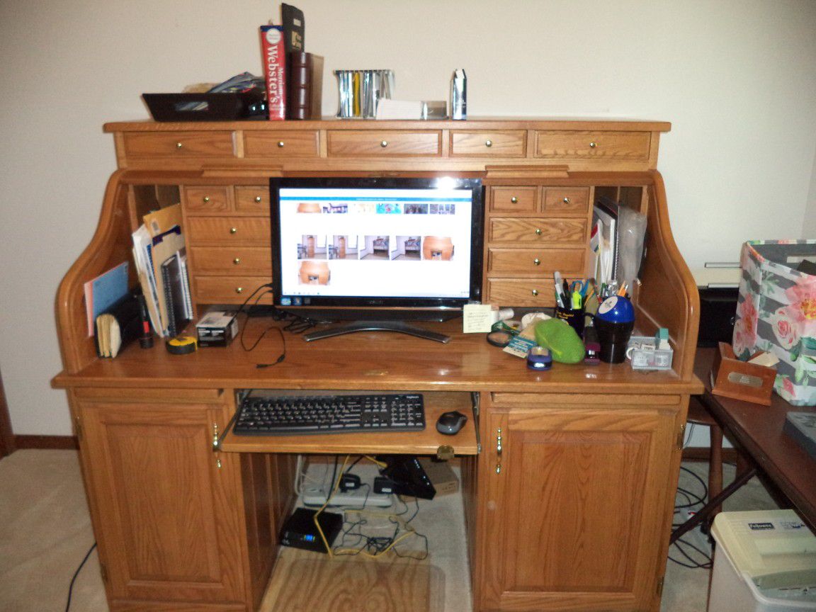 Amish Roll Top Computer Desk