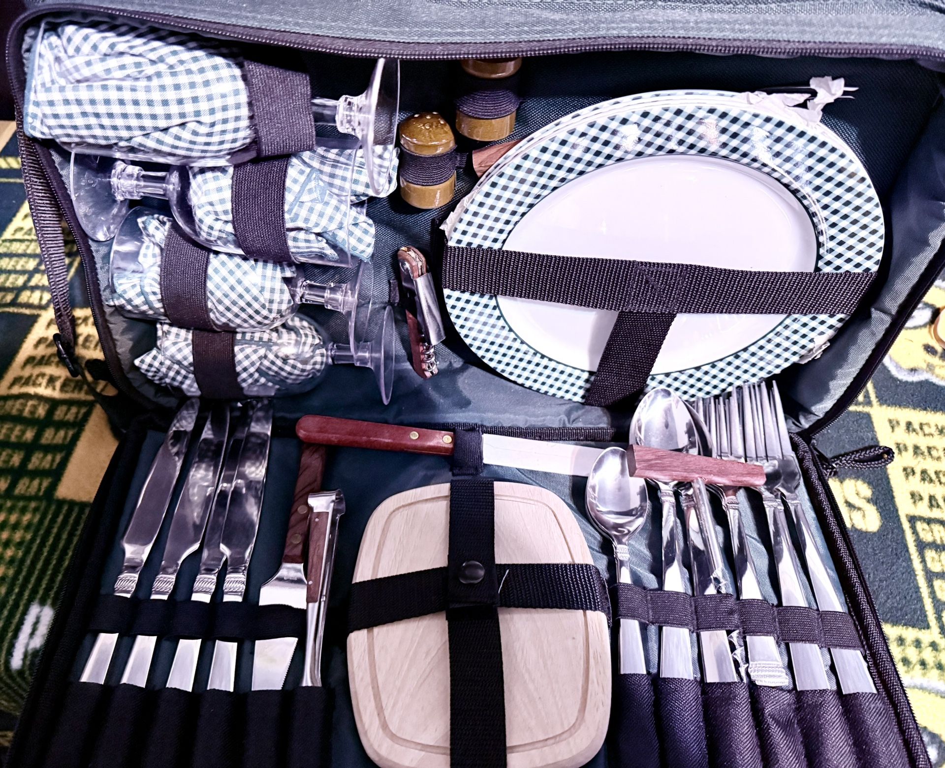 Picnic at Ascot Personalized Monogrammed Picnic Cooler with Service for 4.