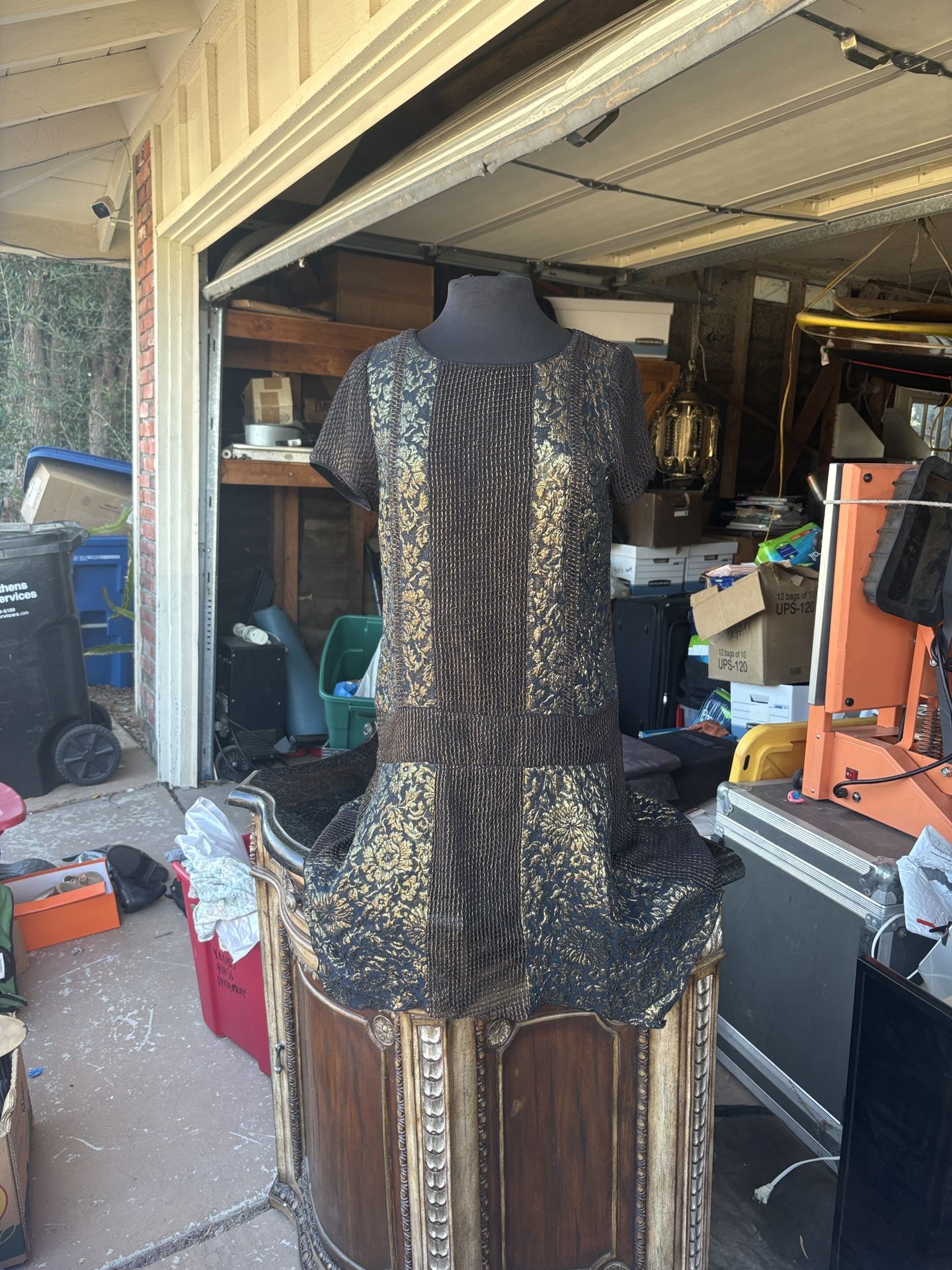 Anna Sui Gorgeous Gold And Black Dress Size 8