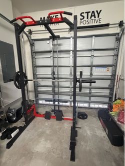 Studyset All-In-1 Power Cage With Pulley System,1200LBS Multi-Functional Squat Rack For Home Gym,Weight Cage Includes LAT Pulldown,Dip Bars And More A