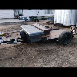 60" X 10' TILT TRAILER TOOL BOX JACK, SPARE TIRE $600 OBO! 