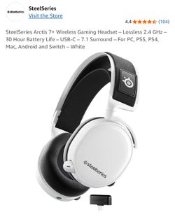 SteelSeries Arctis 7+ Wireless Gaming Headset - Lossless 2.4 GHz - 30 Hour Battery Life - USB-C - 7.1 Surround - For PC, PS5, PS4, Mac, Android and Sw