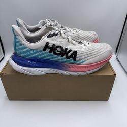 Hoka Mach 5 White Scuba Blue Size 9D – Good Condition No Box