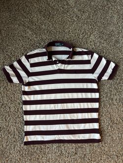 Ralph Lauren Striped Short-Sleeve Polo, Men’s, Maroon, 100% Cotton