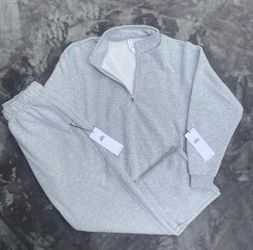 Alo Grey Half Zip Sweat Set Medium Joggers Matching Set Brand New