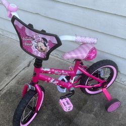 12” Girls Minnie Mouse Bike With Training Wheels 