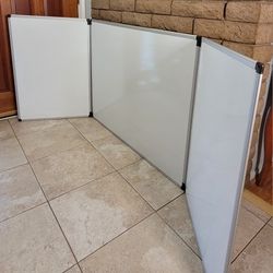 96" Trifold Magnetic Whiteboard and Cork Board