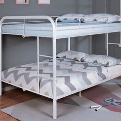 Brand New White Metal Full Over Full Bunk Bed 