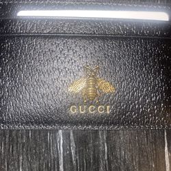 Gucci Black Bee Animalier Card Holder Wallet