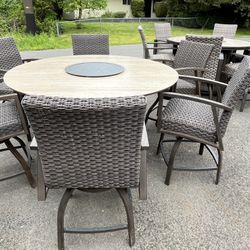 Brand New Outdoor Fire Dinning Table With Swivel Chairs 