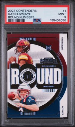 2024 Panini Contenders Round Numbers Drake Maye / Jayden Daniels #1 PSA 9