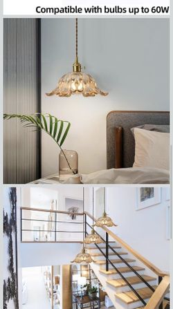 Amber Glass Pendant Light Fixtures,Vintage/Antique Champagne Gold Pendant Lights Kitchen