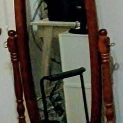 Wood Mirror. Adjustable, Back And Forth. Full Length 