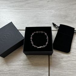 Chrome Hearts Tiny E Silver Pink Sapphire Bracelet