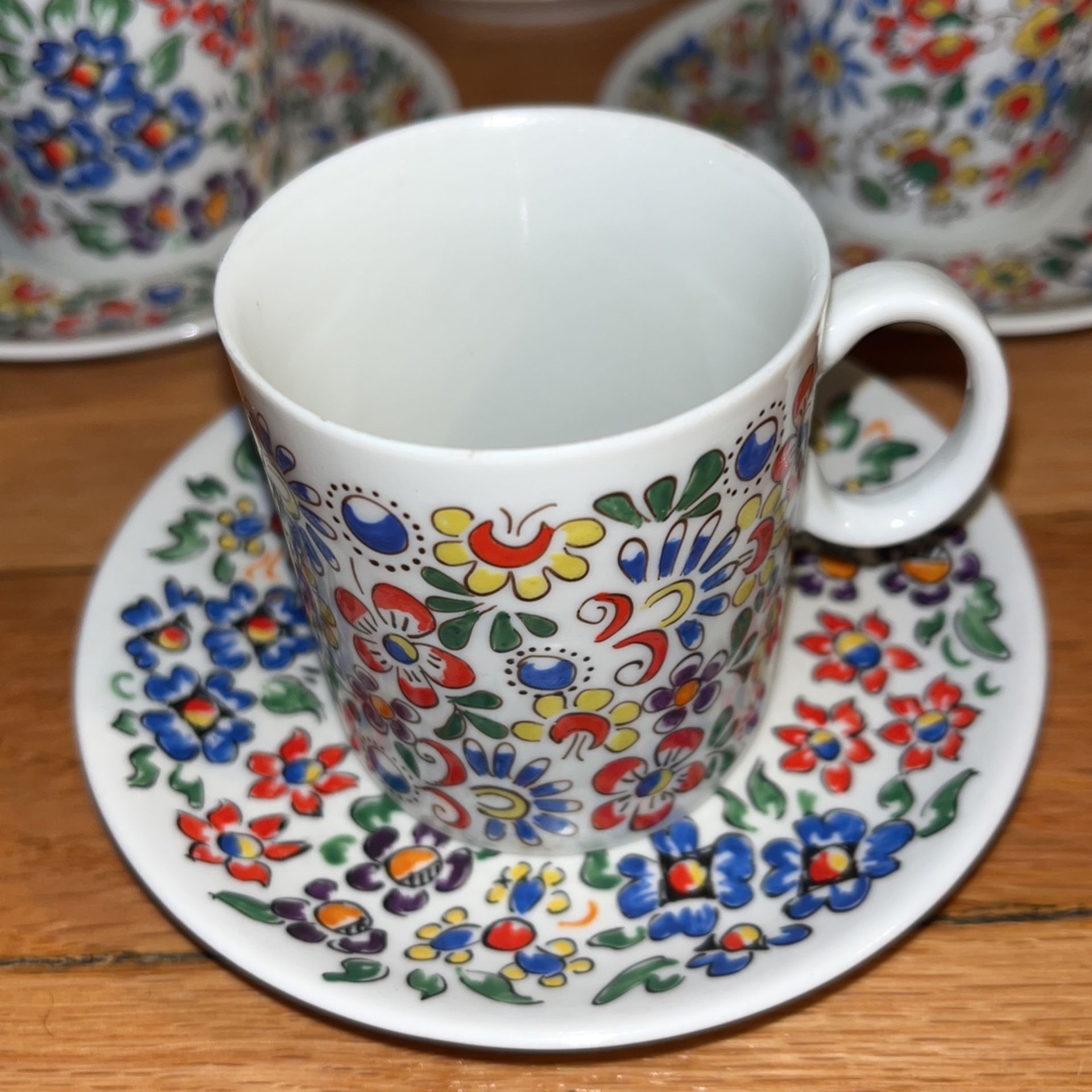 Cepelia Opole Hand Painted Tea Cup And Saucer Vintage Porcelain