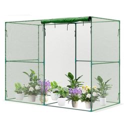 8 x 4 x 6 Ft Plant Protection Grow Tent Flat Roof Crop Cage with 2 Side Netting Zippered Door for Protect Plants, Herbs, Fruits, Green