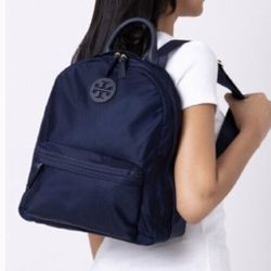 Toryburch ella navy nylon bagpack