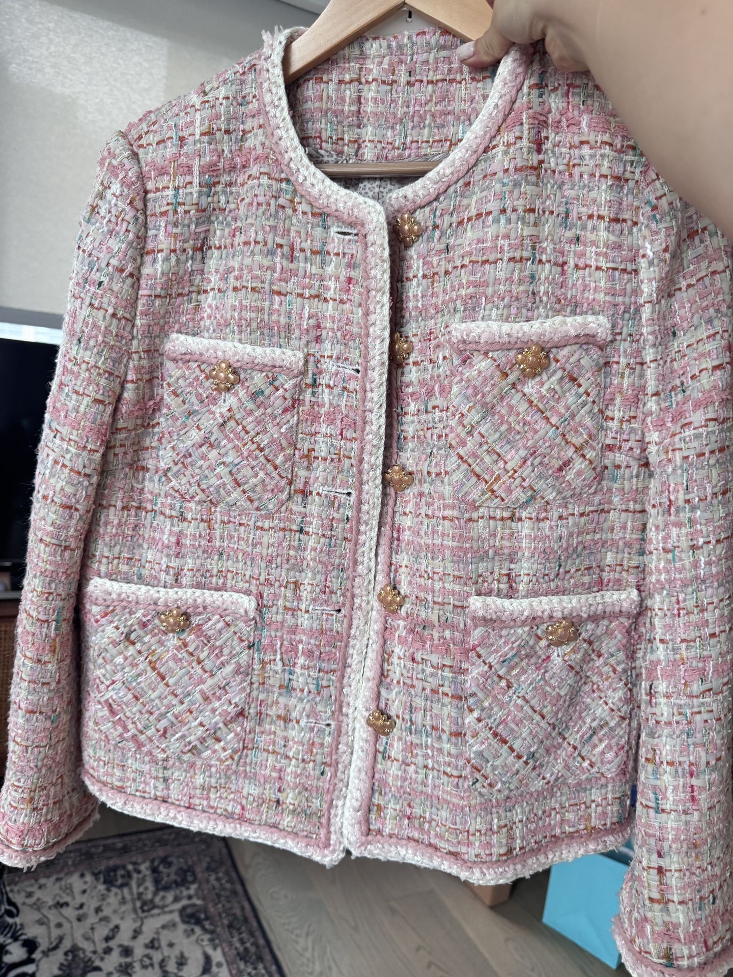 Pink Designer Tweet Jacket Size 6