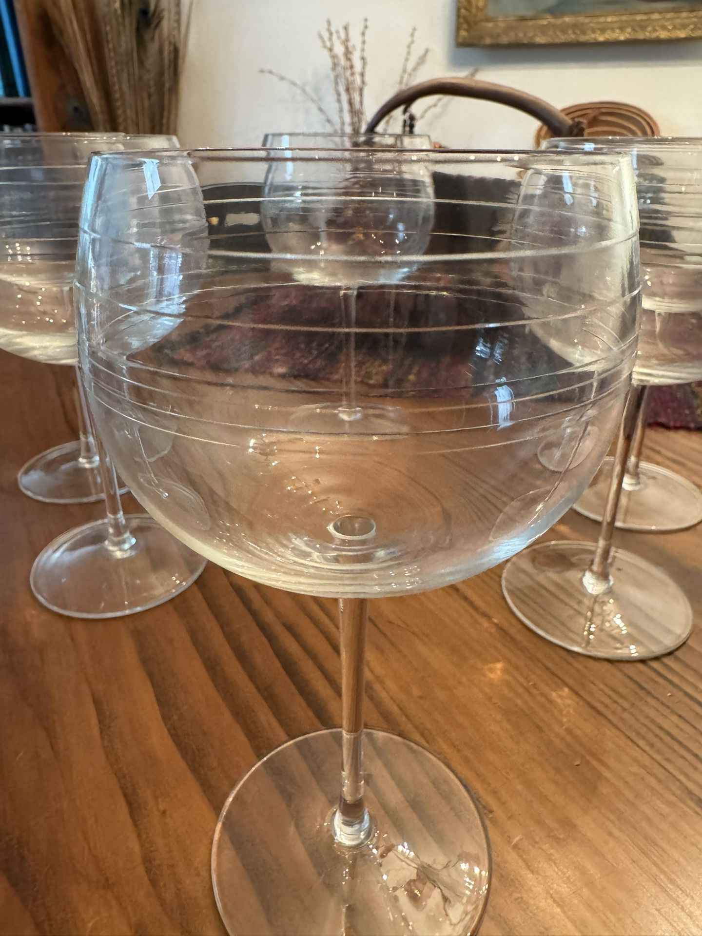 Six Crystal Wine Glasses