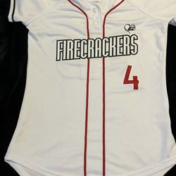 New woman’s extra small Firecrackers Softball #4 2 button jersey