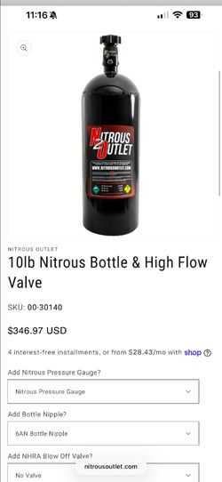 2 Nitrous Outlet 10lb Nitrous Bottles with High Flow Valve with Gouges and Nipples