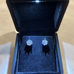 VVS1 Moissanite 1CT Stud Earrings Round Brilliant GRA Certified