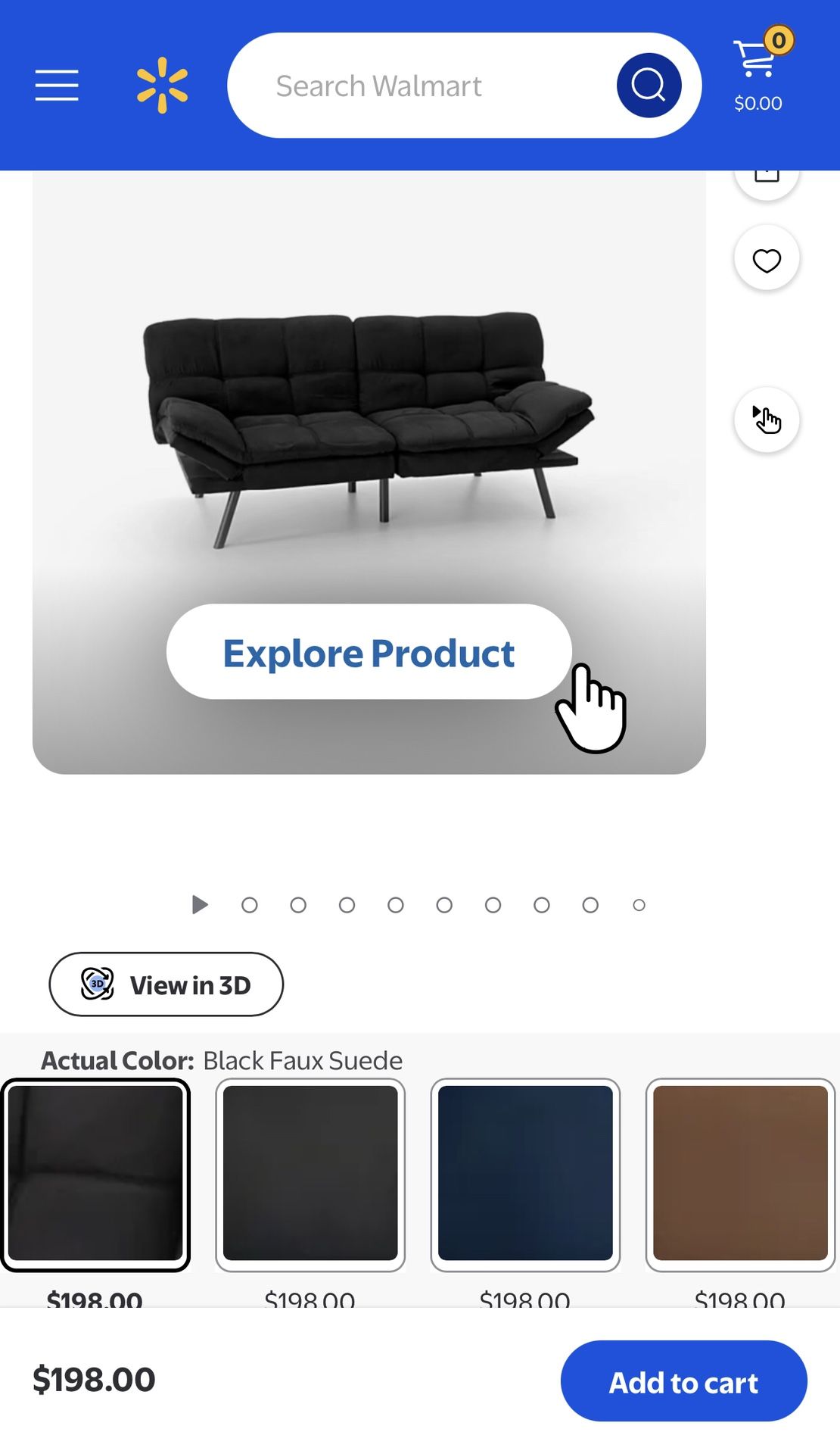 Couch /Futon (Mainstay Memory Foam 72” Black)