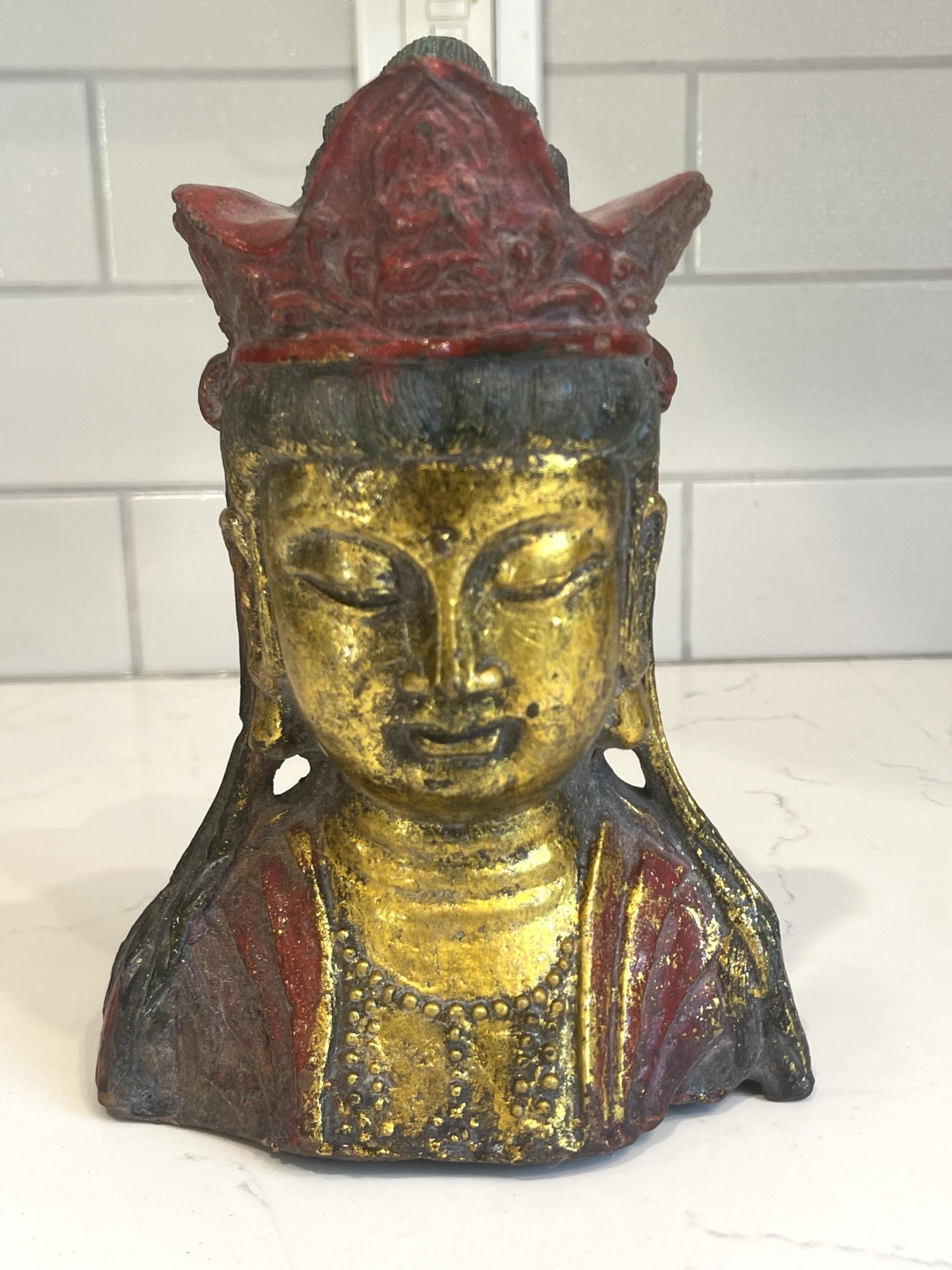 BEAUTIFUL CAST IRON BUDDHA BUST