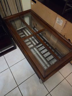 Wood and Glass Top Coffee Table