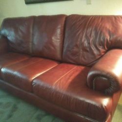 Beautiful Burgandy Leather Sofa