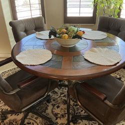 Dinning Table, 4 Chairs And 8 Ft Octagon Carpet