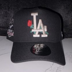 New Era Los Angeles Dodgers MLB Snapback Hat Black Rose Embroidery Patch